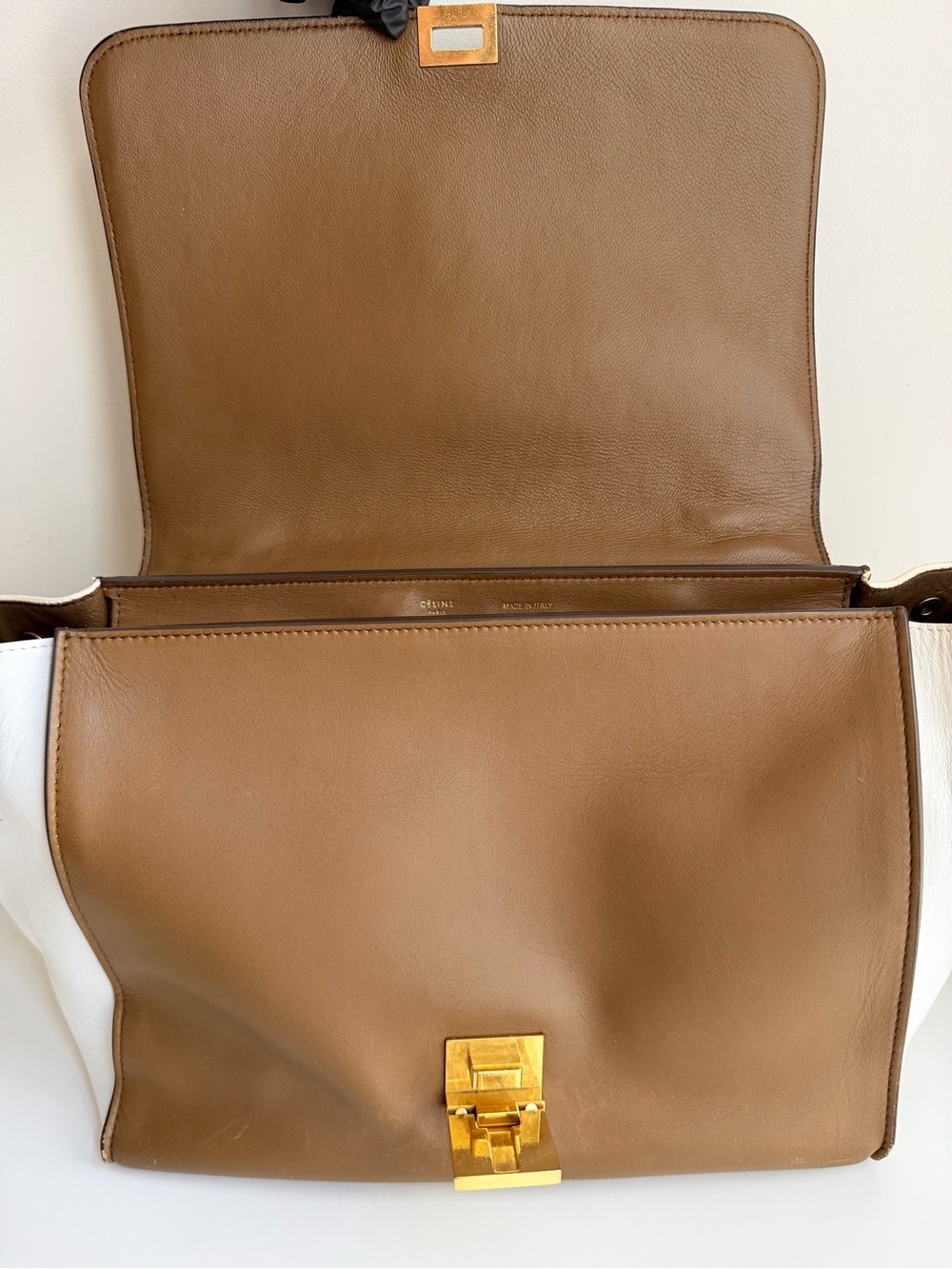 Authentic CELINE Medium Trapeze Tricolor Leather Suede Handbag - Picture 12 of 16